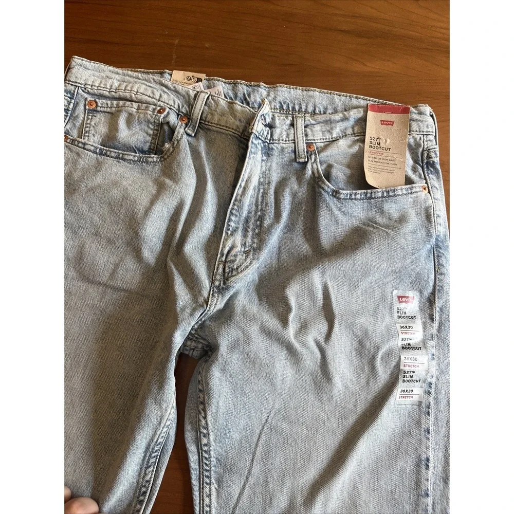 NWT Levi's 527 Slim Bootcut Jeans Men's 36x30 Light Wash Stretch 055270722
